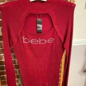 Bebe red long sleeve sweater like top